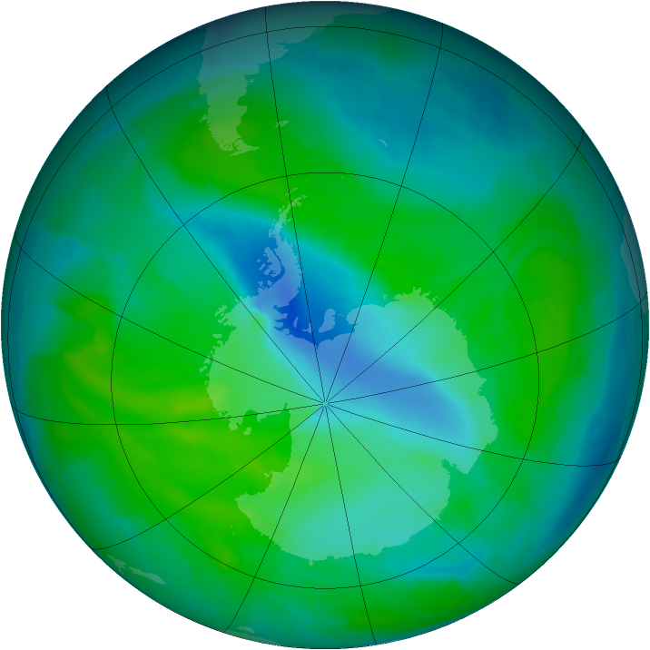 Antarctic ozone map for 21 December 2011